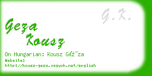 geza kousz business card